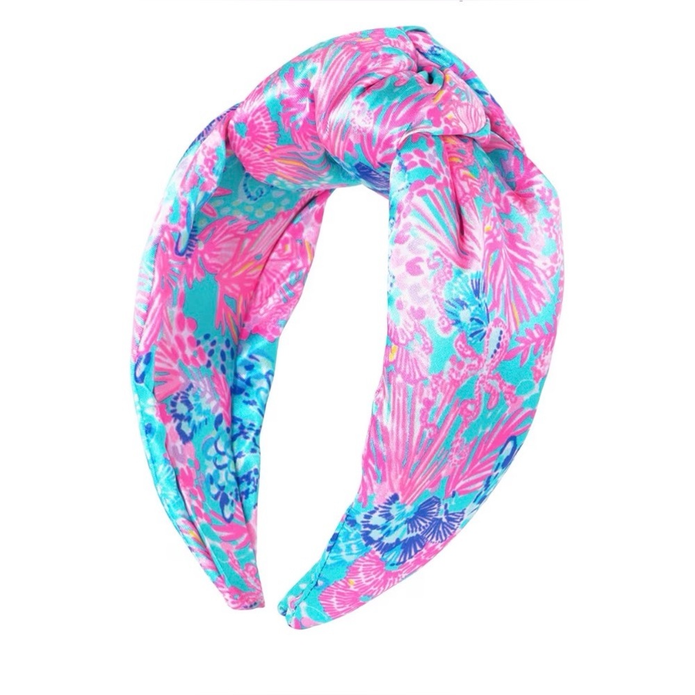 Lilly Pulitzer Knotted, Wide Satin Headband, Splendor in the Sand